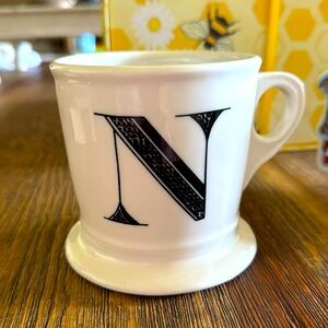 Anthropology monogram shaving style letter “N” coffee mug